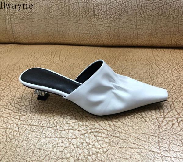 

slippers 2021 fashion transparent with thick baotou sandals women rhinestone summer wear women's shoes square hea, Black