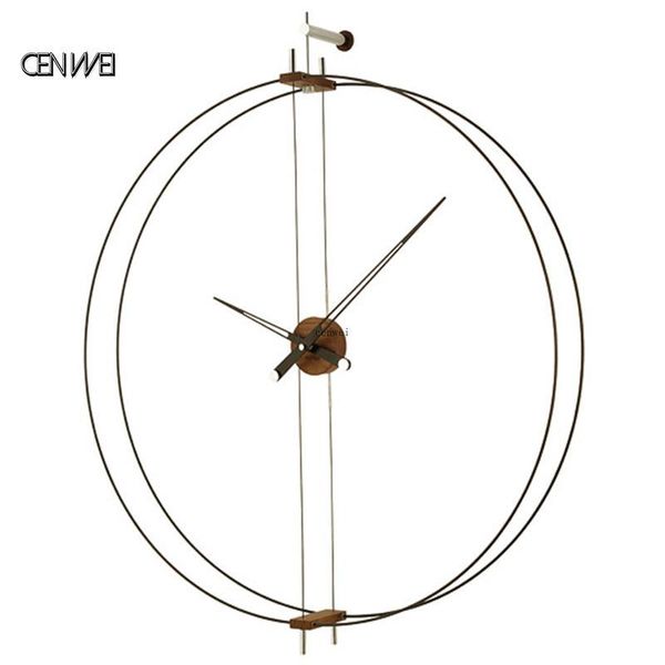 

wall clocks luxury large clock european style metal 3d clcok home decor walnut living room silent watch modern horloge murale gift