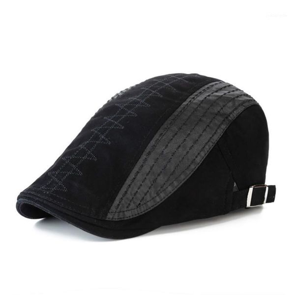 

men's casual striped hat berets cotton caps for spring summer autumn, Blue;gray