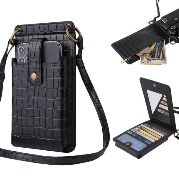 

card holders fashion women shoulder bags retro alligator pattern solid color chain messenger phone shopping bag, Brown;gray