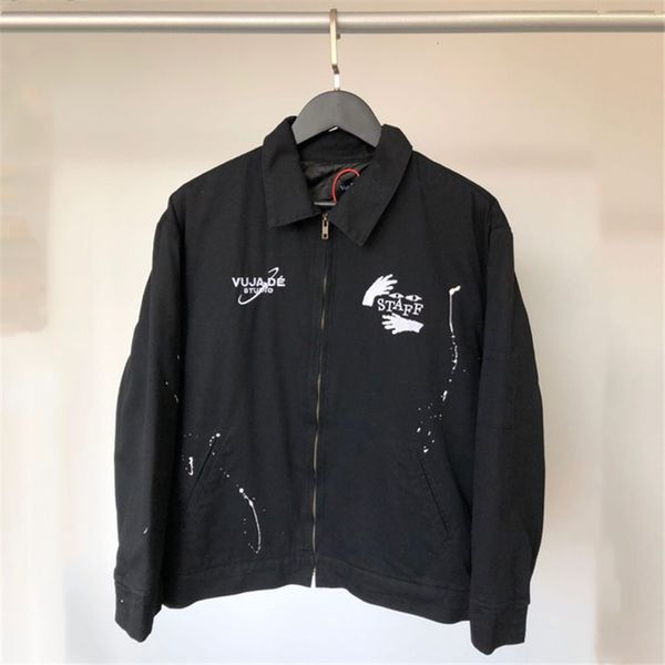 

2021 new manual splash ink vujade kenijima denim jacket women vintage embroidery staff jackets coats men clothing aht2, Black;brown