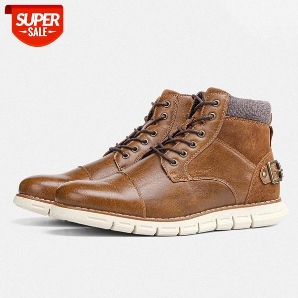 

men casual shoes comfortable fashion leather men sneakers spring and autumn boots handsome men's shoes big size 7-13 #224h