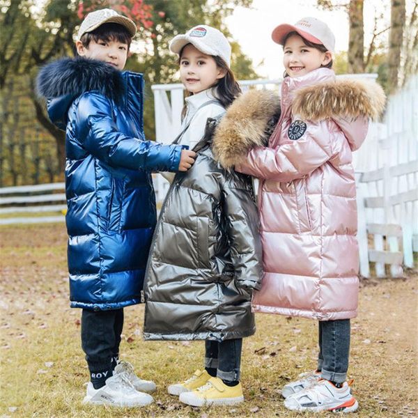 

down coat 30 degree 2021 girl winter long thick warm jacket for 5-14 years kids parka teenage outerwear, Blue;gray