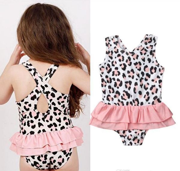 

baby girls leopard bathing suit summer tulle princess kids swimsuit fashion backless children spa beach swimwear, Black