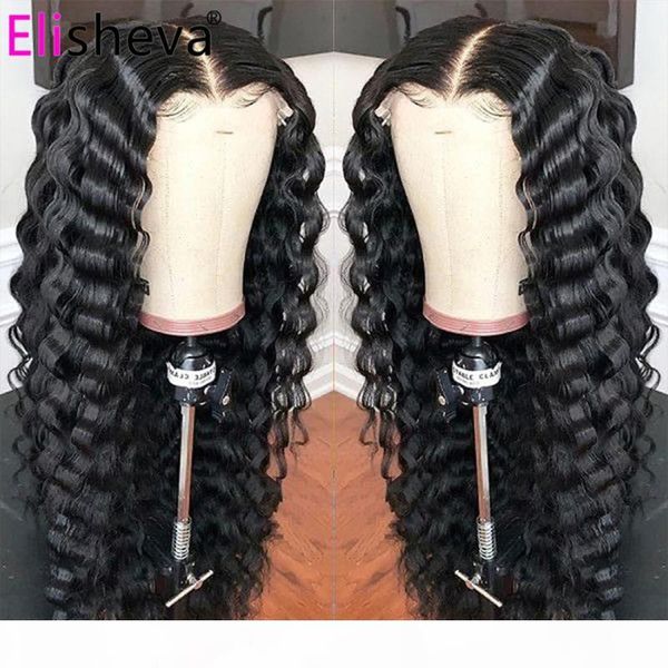 

32 inch deep wave wig lace front wig 13x4 lace front human hair wigs for women 4x4 closure pre plucked remy brazilian wigs, Black;brown