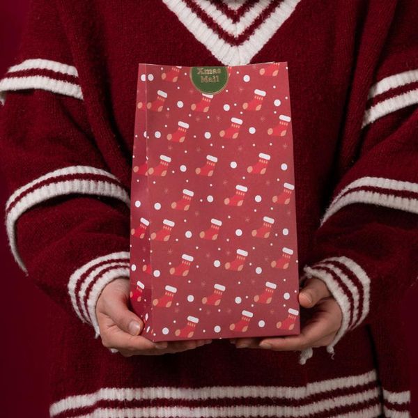 

gift wrap 6pcs christmas bag paper candy cookies xmas food packing bags merry year party decor