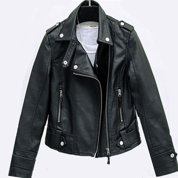 

women's sweaters pu short lapel leather jacket slim small fashion simple and generous cool girl new spring autumn en* b9x4, White;black