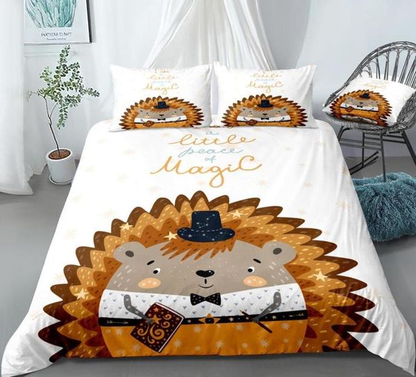 

cartoon hedgehog bedding set animal bed linen girls boys duvet cover set kids home textil microfiber duvet cover set cute bed