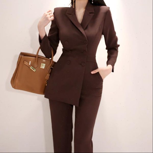 

cinessd jumpsuits for women double breasted suit long sleeve irregular skinny broadcloth full length bodysuit, Black;white