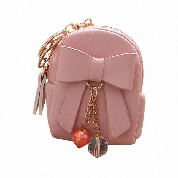 

vintage drop shipping fashion independent design women bow pendant zip coin purse mini wallet lady student key bag coin purse 01wi#, Red;black