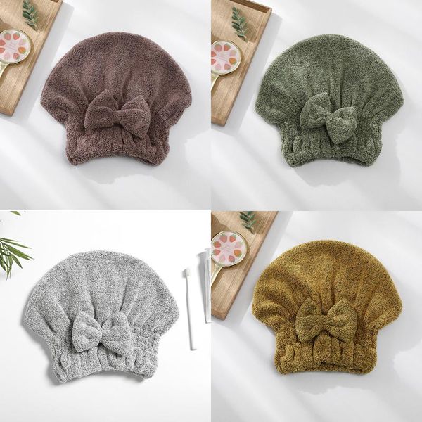 

towel microfiber solid hair super absorption turban dry cap girl's drying hat quick-dry bath spa bathroom shower wrap