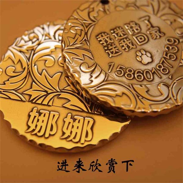 

factory brass dog tag teddy cat golden bell engraving lost proof embossed pet id card yedq