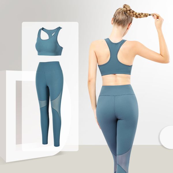 

tracksuits ladies sports suit 2021 summer women's large fashion back running fitness bra, Gray