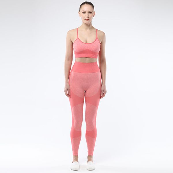

2021new seamless fitness elastic hip leggings women's high waist sports yoga suit, Gray