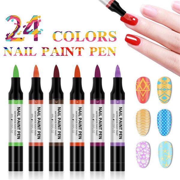 

nail gel 24 colors polish pen 3d flower painting pencil art water-based varnish manicure tools tslm1, Red;pink