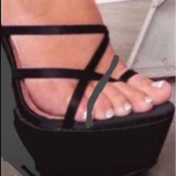 

slippers shofoo shoes,fashion slippers, about 8 cm waterproof platform, 18 slope heel outdoor slippers.custom shoes., Black