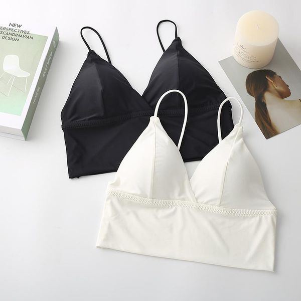 

bras 2021 bodysuit underwear korean style wrap the chest with sling bra v-neck push up padding backless for girl, Red;black