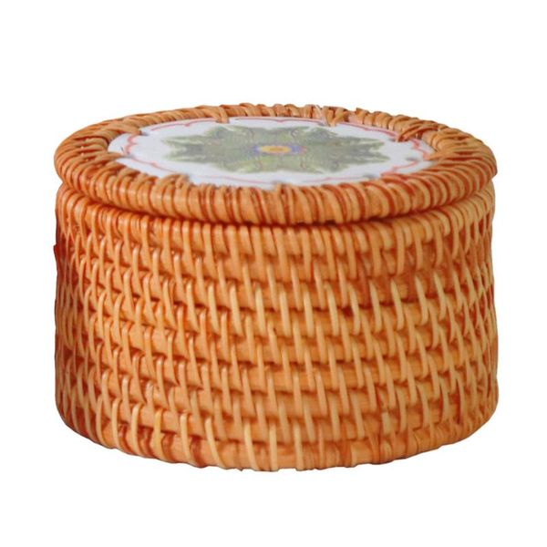 

1pc rattan woven basket household storage basket practical (random style)