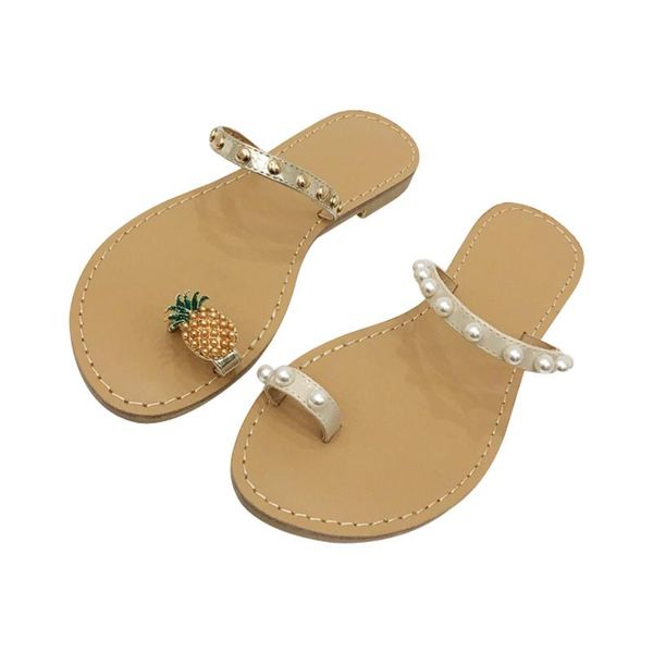 

slippers summer women slipper slides sandals pineapple flat light shoes woman sandalie flip flops, Black