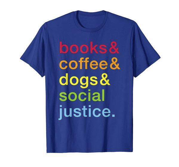 

books coffee dogs social justice vintage t shirt, White;black