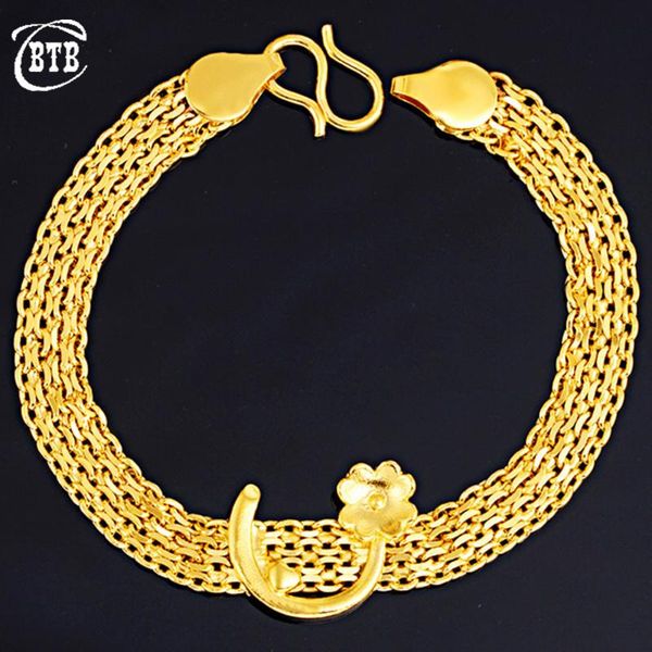 

link, chain muslim golden flower shaped women fashion bracelet african gold jewelry ladies wedding party holiday gift wholesale, Black