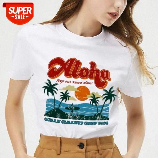 

sunfiz YF Beach on Vacation T Shirt Women Aloha Keep Our Oceans Clean T-Shirt Vintage Fashion Aesthetic Graphic Tee Summer Tops #8y7K, White