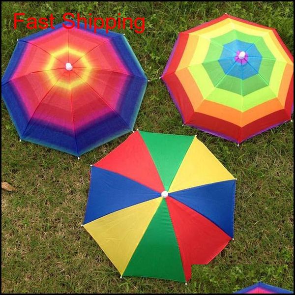 

2017 new umbrellas rainbow umbrella hat portable umbrellas hat folding elastic strap fishing umbrella cap shipping y3ayx 9g38z