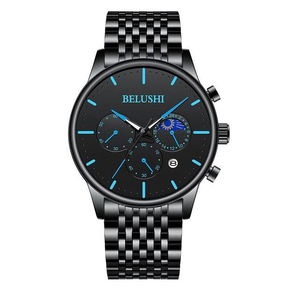 

wristwatches relogio masculino men's watch quartz-watch big dial steel waterproof sports men date male clock, Slivery;brown