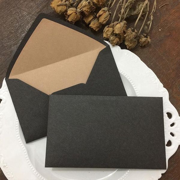 

gift wrap customized high-end lining exquisite natural wind plush texture black dark gray paper business envelope