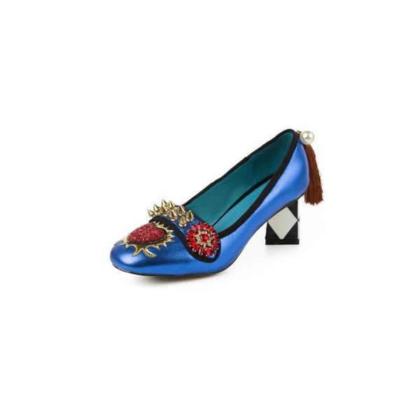 

dress shoes mkkhou fashion single shoe women 2021 leather rivet rhinodiamonds square heel 5.7cm high women's size 33-43, Black