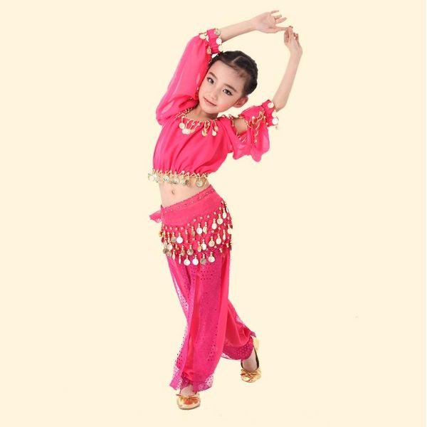 

stage wear 3 colors child belly dance costume +pants+waist chian+bracelet+veil girls dress for 89, Black;red