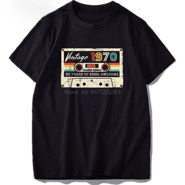 

men's t-shirts vintage 1970 t shirt made in 50th birthday retro style tshirt cotton eu size casual tees harajuku streetwear, White;black
