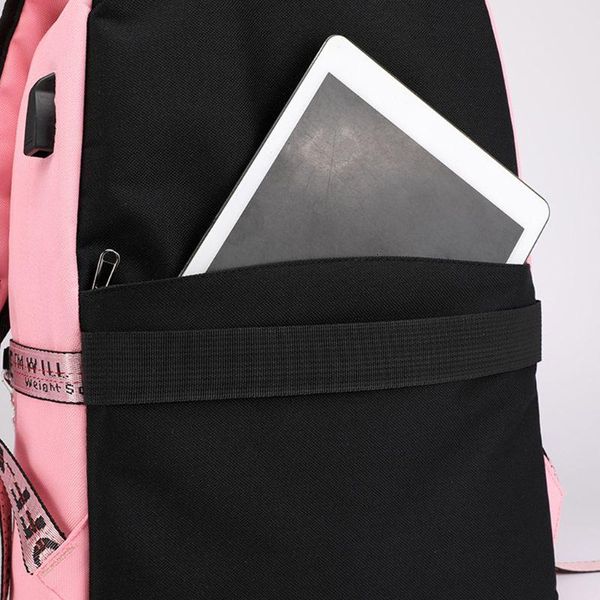 

backpack school bag travel waterproof lapluminous lyrics print charger usb 50ld