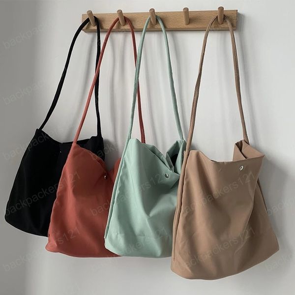 Nylon bolsa de lona simples À prova d 'água cor cor fêmea aluno messenger ombro bag grande eco compras sacola bolsas bolsas