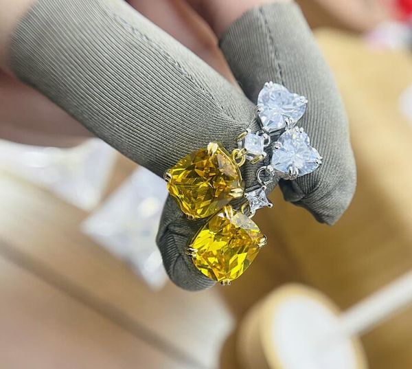 

choucong luxury jewelry dangle earrings real 925 sterling silver heart shape white yellow z cz diamond gemstones eternity party women weddin