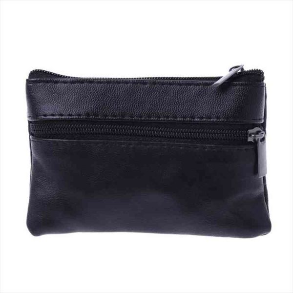 

soft men women card coin key holder zip leather wallet pouch bag purse, Red;black