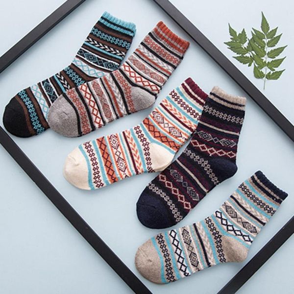 

5 pairs fashion warm, soft, men's socks, retro wool socks, christmas casual colorful socks, Black