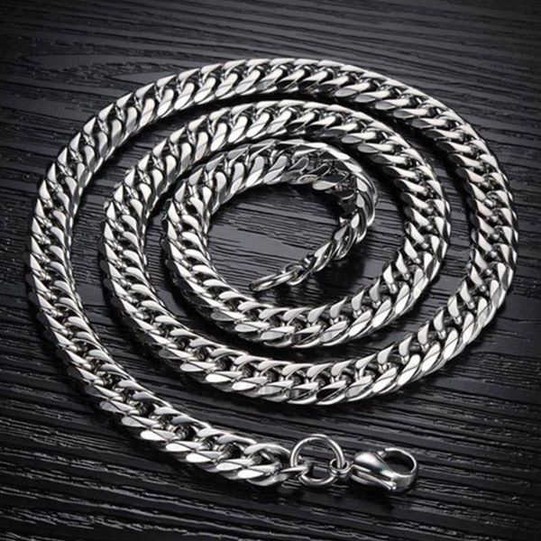 

pendant necklaces men vintage titanium steel hip hop cuban link chain choker waterproof necklace g2af, Silver