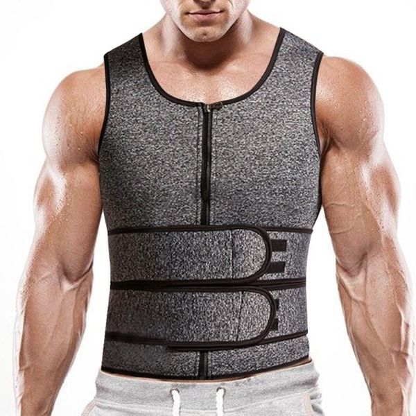 

running jerseys men waist trainer tank shapewear slimming body shaper compression shirt underwear for weight loss workout sauna sweat v, Black;blue