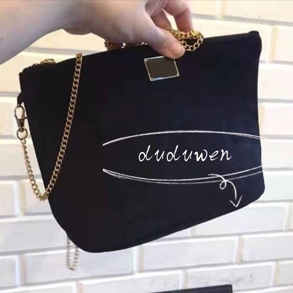 

26x21x18cm classic c velvet zipper storage bag with chain beauty makeup organizer with chain fashion women cosmetic velvet storage case vip
