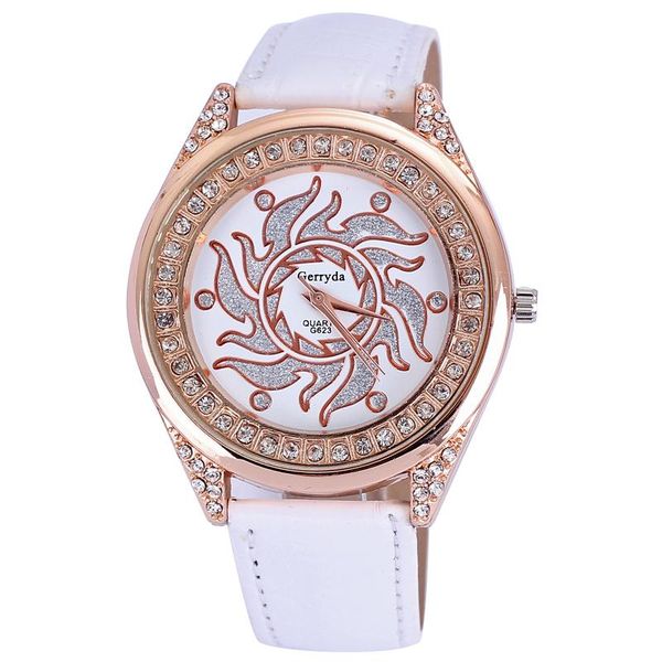 

wristwatches 2021 products fashion luxury rhinestone crystal ladies watch leather strap casual waterproof quartz gift, Slivery;brown