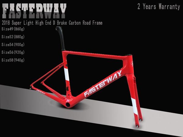 

bike frames taiwan brand fasterway classic full red with the whtie decals super light carbon frame:frameset+seatpost+fork+clamp+headset