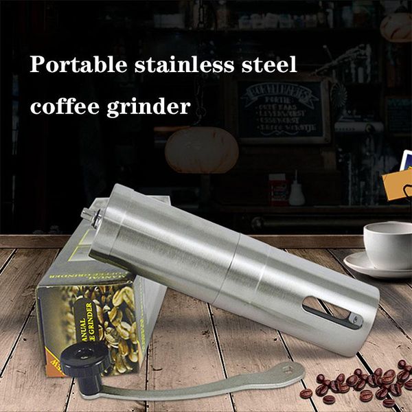 

manual coffee grinders washable grinder removable stainless steel portable pepper abrader kitchen supplies silver utensils