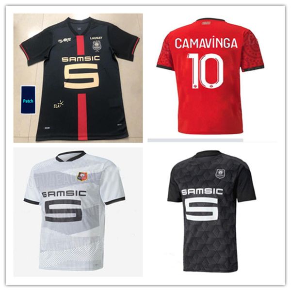 

20 21 stade rennais camavinga 120th year anniversary soccer jersey 2021 raphinha niang bourigeaud hunou maillots de foot football shirt, Black;yellow
