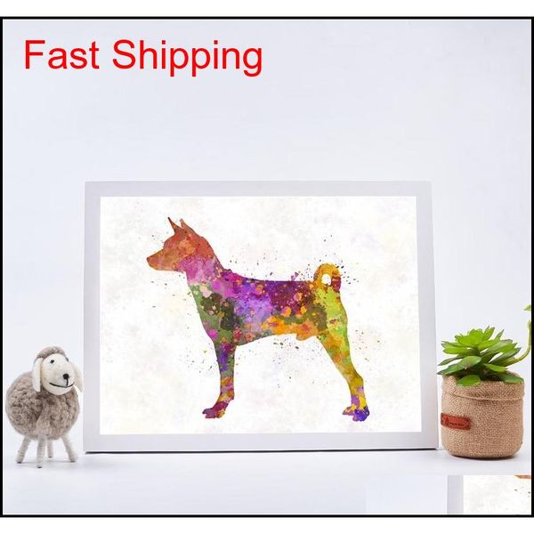 

american staffordshire terrier watercolor pet dog posters and prints basenji dachshund poodle art canvas painting qylrch bdenet