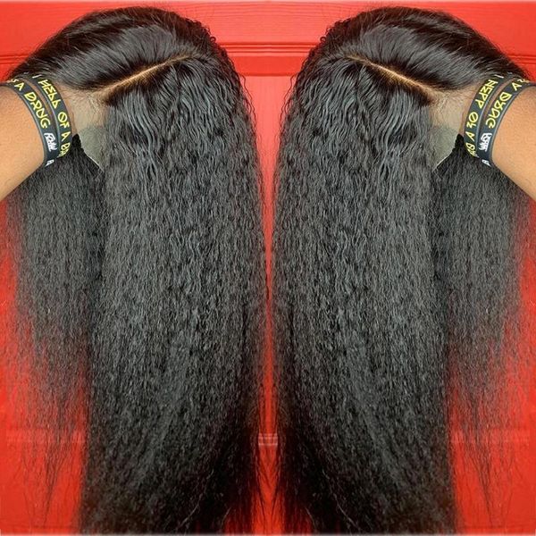 

lace wigs halo malaysian kinky straight hair 13x4 front human pre plucked glueless frontal afro remy wig for black women, Black;brown