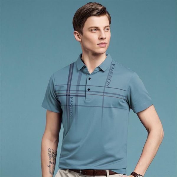 

shirt summer casual loose mens polo breathable short sleeved plaid 608, White;black