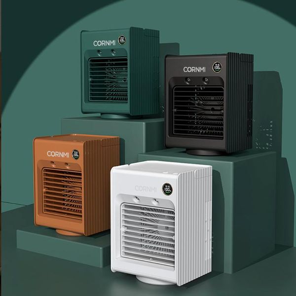 

electric fans cornmi mini wireless portable humidifier fan 120 degree head shaking 4000mah air cooler for outdoor household water summer