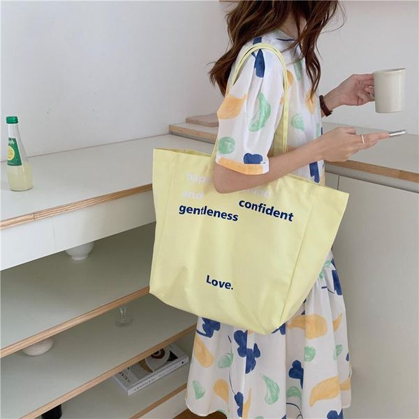 

evening bags large capacity women canvas shoulder cotton fabric big tote books handbag cute beach bag shopping grocery for ladies
