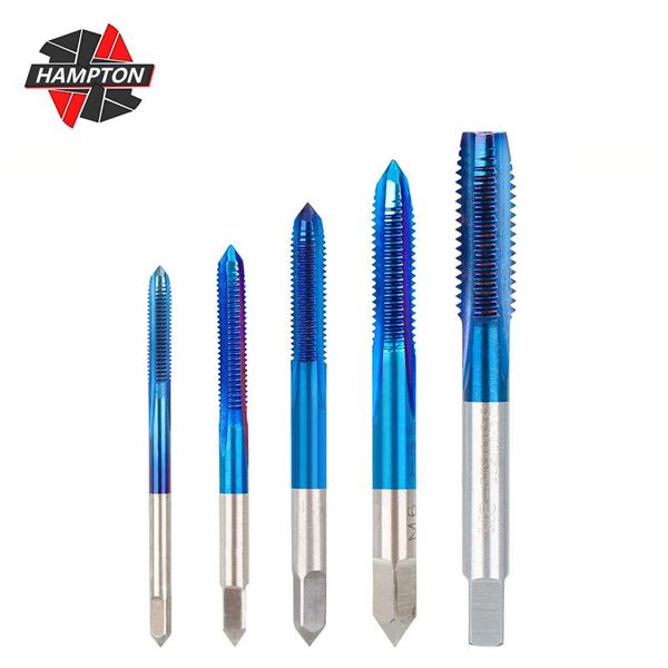 

hand tools 5pcs straight fluted screw thread tap drill bit m3 m4 m5 m6 m8 hss metric machine nano blue coated